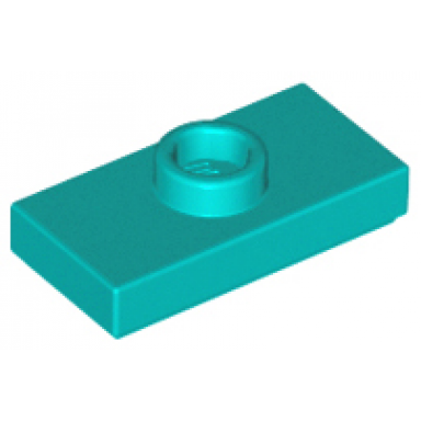 dark turquoise plate modified 1 x 2 with 1 stud with groove and bottom stud holder jumper