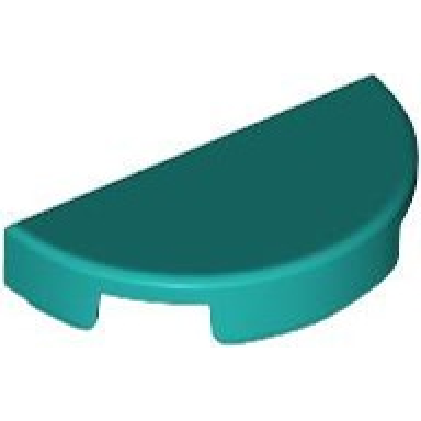 dark turquoise tile round 1 x 2 half