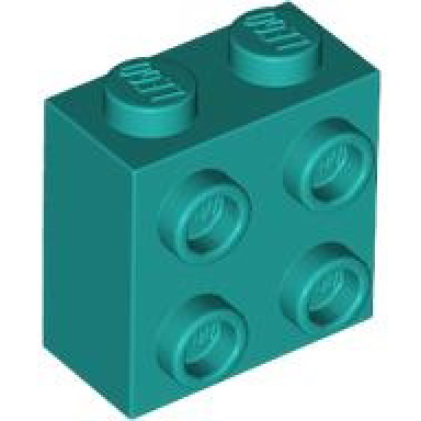dark turquoise brick modified 1 x 2 x 1 2 3 with studs on side
