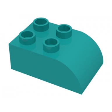 dark turquoise duplo brick 2 x 3 slope curved