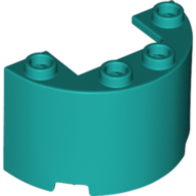dark turquoise cylinder half 2 x 4 x 2 with 1 x 2 cutout