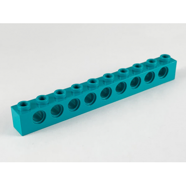 dark turquoise technic brick 1 x 10 with holes