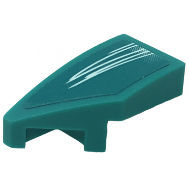 dark turquoise wedge 2 x 1 x 2 3 left with white lines pattern sticker - set 76909
