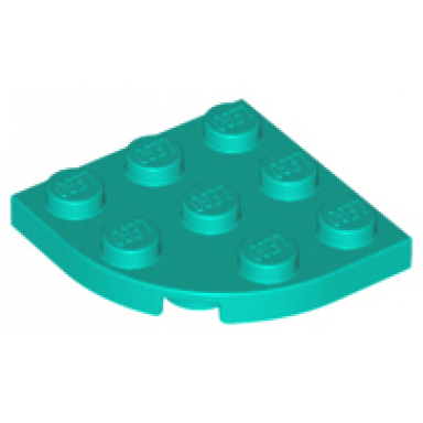 dark turquoise plate round corner 3 x 3