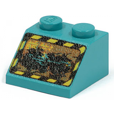 dark turquoise slope 45 2 x 2 with rock raiders pattern