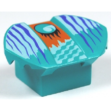 dark turquoise brick modified 2 x 2 no studs sloped with flared wings with loopin pattern