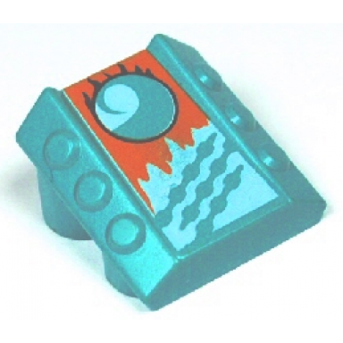 dark turquoise brick modified 2 x 2 no studs sloped with 6 side pistons raised with loopin pattern
