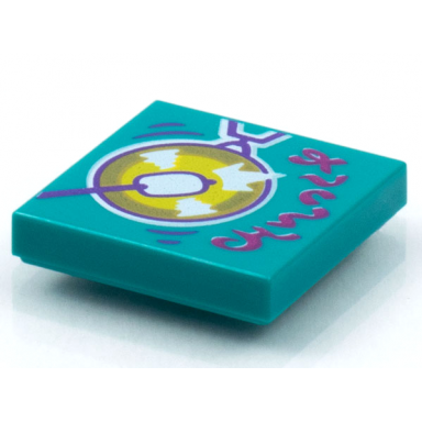 dark turquoise tile 2 x 2 with beatbit album cover - gong pattern