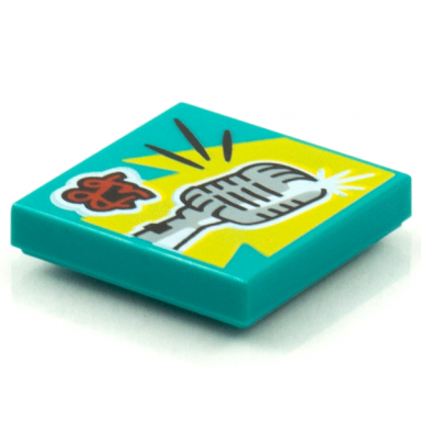dark turquoise tile 2 x 2 with beatbit album cover - vintage microphone pattern