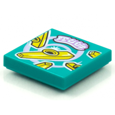 dark turquoise tile 2 x 2 with beatbit album cover - kazoos pattern