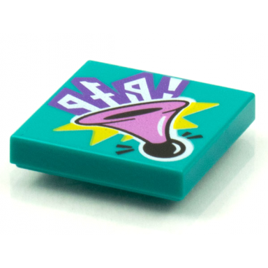 dark turquoise tile 2 x 2 with beatbit album cover - medium lavender bulb horn pattern