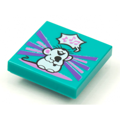 dark turquoise tile 2 x 2 with beatbit album cover - singing mouse pattern