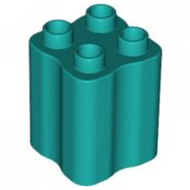 dark turquoise duplo brick 2 x 2 x 2 with indented sides tree trunk