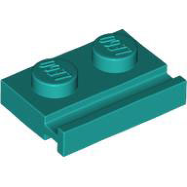 dark turquoise plate modified 1 x 2 with door rail
