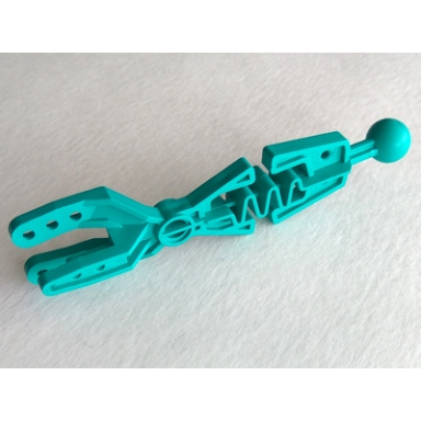 dark turquoise technic throwbot arm forked with flexible center and ball joint