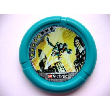 throwing disk with throwbot turbo slizer city 5 pips lego technic logo and robot jumping in city pattern