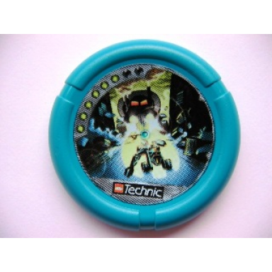 throwing disk with throwbot turbo slizer city 6 pips lego technic logo and robot fighting truck creature pattern