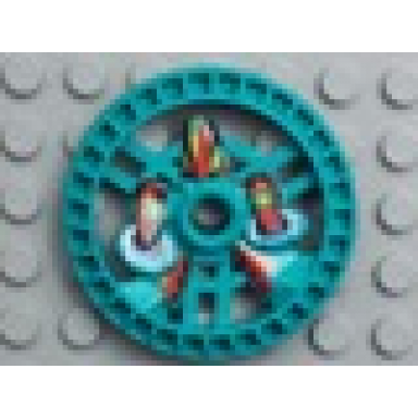 dark turquoise technic disk 5 x 5 - roborider talisman wheel twin saw mold with robot pattern