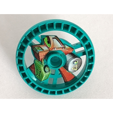 dark turquoise technic disk 5 x 5 - roborider talisman wheel fuel mold with robot pattern