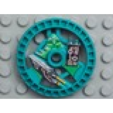 dark turquoise technic disk 5 x 5 - roborider talisman wheel laser mold with robot pattern