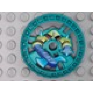 dark turquoise technic disk 5 x 5 - roborider talisman wheel axer mold with robot pattern