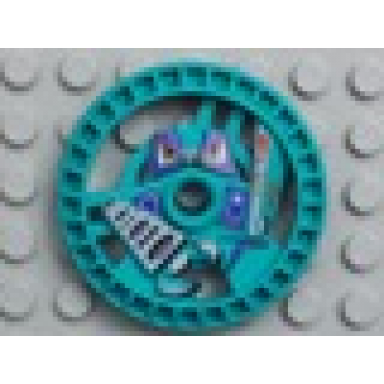 dark turquoise technic disk 5 x 5 - roborider talisman wheel grab mold with robot pattern