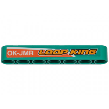 dark turquoise technic liftarm thick 1 x 7 with orange stripe loop king and ok-jmr pattern model right side sticker - set 42117