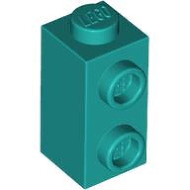 dark turquoise brick modified 1 x 1 x 1 2 3 with studs on side