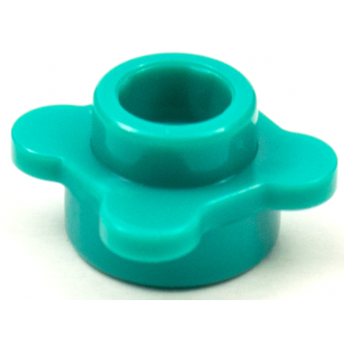 dark turquoise plate round 1 x 1 with flower edge 4 knobs petals