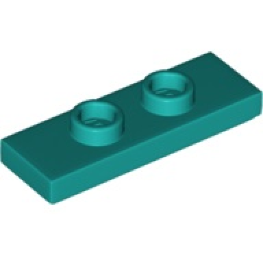 dark turquoise plate modified 1 x 3 with 2 studs double jumper