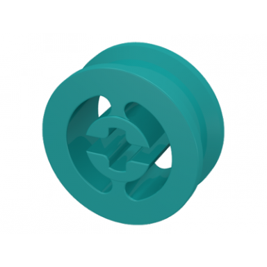 dark turquoise wheel with split axle hole
