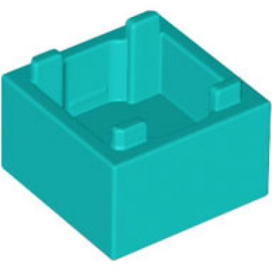 dark turquoise container box 2 x 2 x 1 - top opening with flat inner bottom