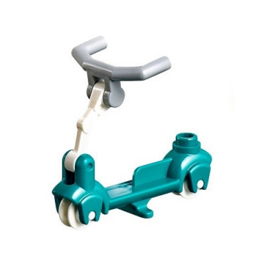 dark turquoise kick scooter with white wheels white steering link and light bluish gray angular handlebars 36273 3464 30377 98397