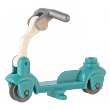 dark turquoise kick scooter with dark bluish gray wheels white steering link and flat silver handlebars 36273 3464 30377 30031