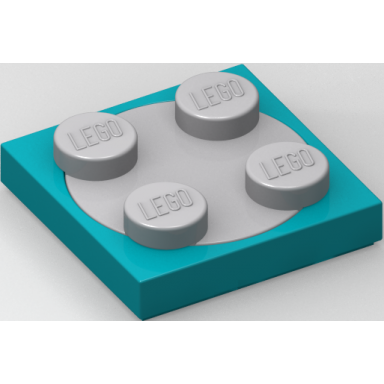 dark turquoise turntable 2 x 2 plate with light bluish gray top 3680 3679