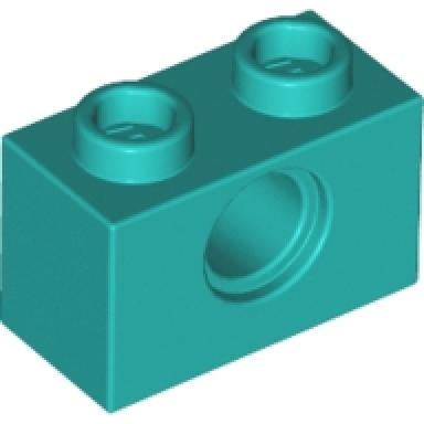 dark turquoise technic brick 1 x 2 with hole