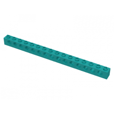 dark turquoise technic brick 1 x 16 with holes