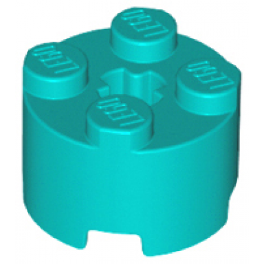 dark turquoise brick round 2 x 2 with axle hole