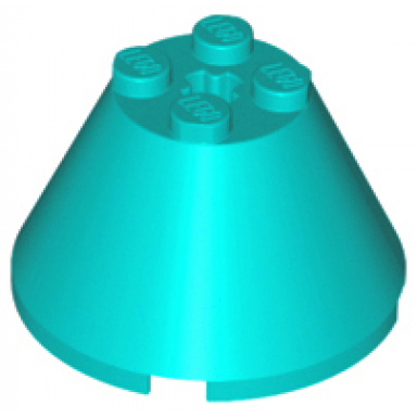 dark turquoise cone 4 x 4 x 2 with axle hole