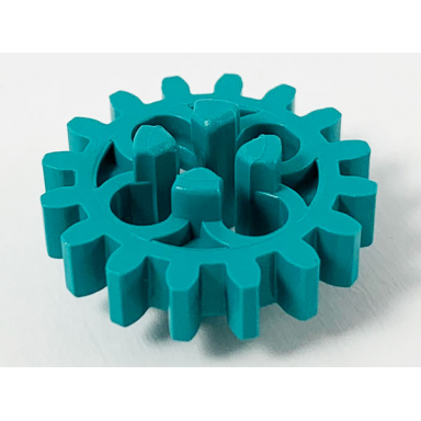 dark turquoise technic gear 16 tooth - axle hole with open sides