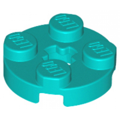 dark turquoise plate round 2 x 2 with axle hole