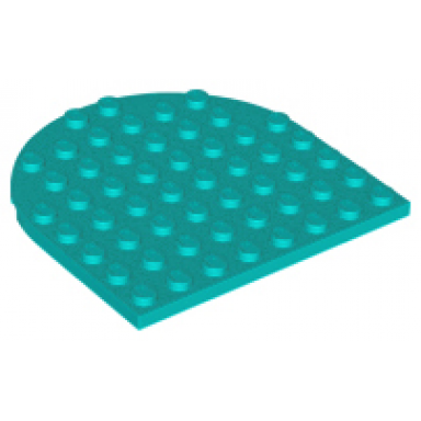 dark turquoise plate round 8 x 8 rounded end