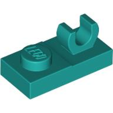 dark turquoise plate modified 1 x 2 with open o clip on top