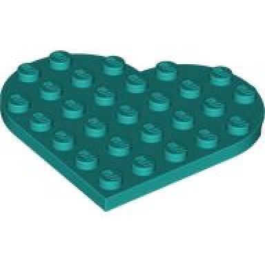 dark turquoise plate round 6 x 6 heart