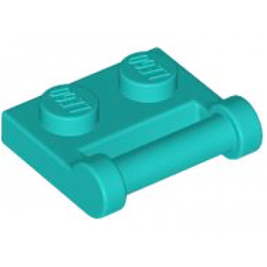 dark turquoise plate modified 1 x 2 with bar handle on side - closed ends