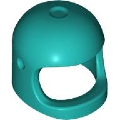 dark turquoise minifigure headgear helmet space town with thick chin strap - with visor dimples reissue with top dimple