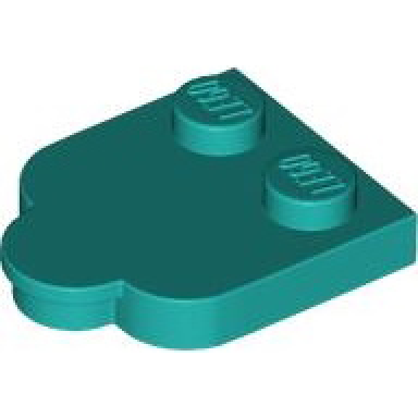 dark turquoise tile modified 2 x 2 with studs on edge rounded corners and 1 x 1 half circle extension