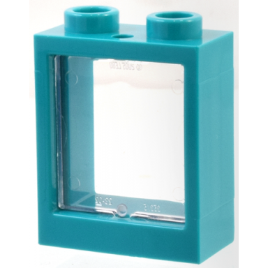 dark turquoise window 1 x 2 x 2 flat front with trans-clear glass 60592 60601