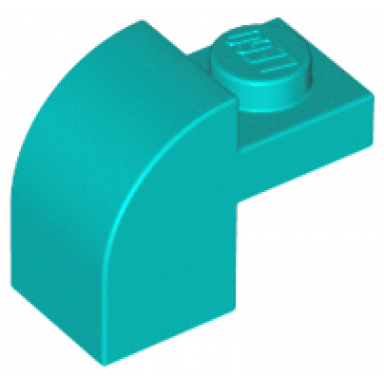 dark turquoise slope curved 2 x 1 x 1 1 3 with recessed stud
