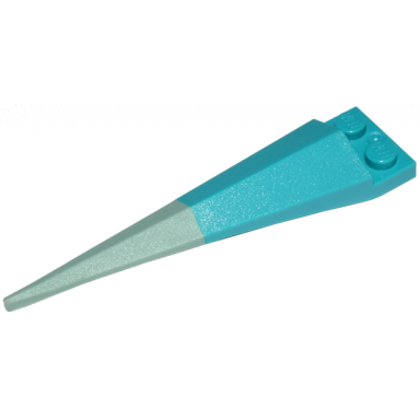 dark turquoise plate modified 1 x 2 with angular extension with molded flexible rubber sand green tip pattern